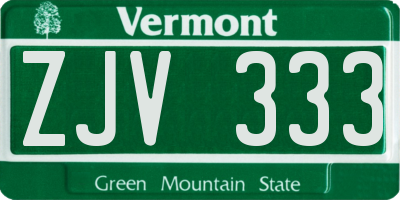 VT license plate ZJV333