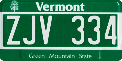VT license plate ZJV334