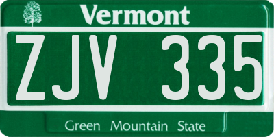 VT license plate ZJV335
