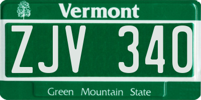 VT license plate ZJV340