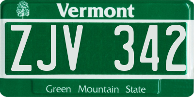 VT license plate ZJV342