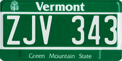 VT license plate ZJV343