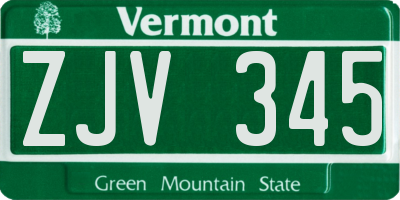 VT license plate ZJV345