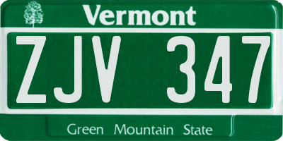 VT license plate ZJV347