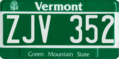 VT license plate ZJV352