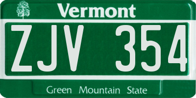 VT license plate ZJV354