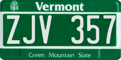 VT license plate ZJV357