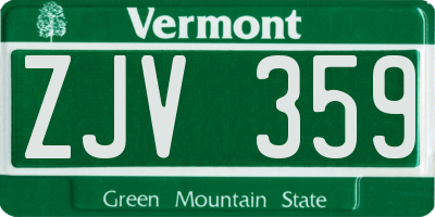 VT license plate ZJV359