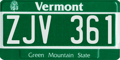 VT license plate ZJV361