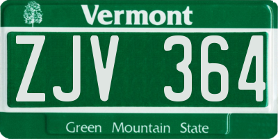 VT license plate ZJV364