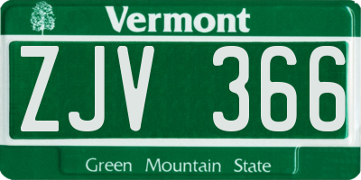 VT license plate ZJV366