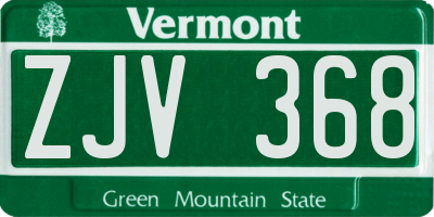 VT license plate ZJV368