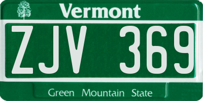 VT license plate ZJV369