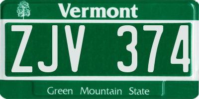 VT license plate ZJV374
