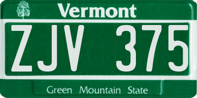 VT license plate ZJV375