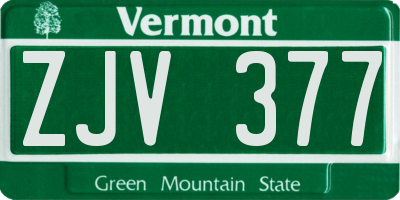 VT license plate ZJV377