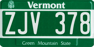 VT license plate ZJV378