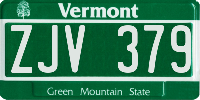 VT license plate ZJV379