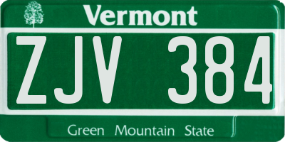 VT license plate ZJV384