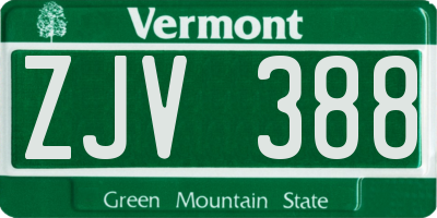 VT license plate ZJV388