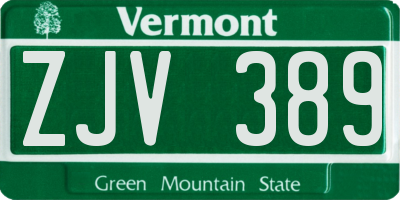 VT license plate ZJV389