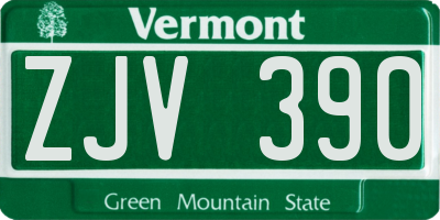 VT license plate ZJV390