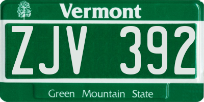 VT license plate ZJV392