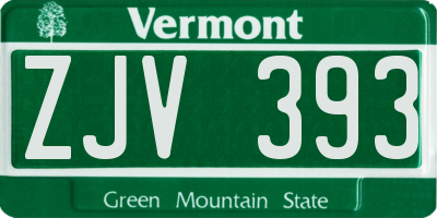 VT license plate ZJV393