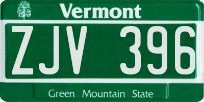 VT license plate ZJV396