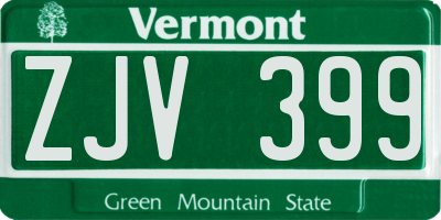 VT license plate ZJV399