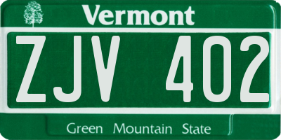 VT license plate ZJV402