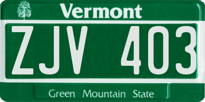 VT license plate ZJV403