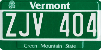 VT license plate ZJV404
