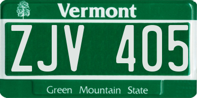 VT license plate ZJV405