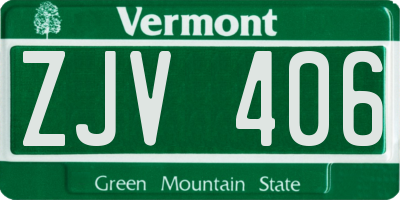 VT license plate ZJV406