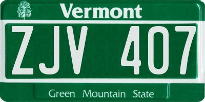 VT license plate ZJV407