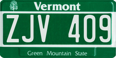 VT license plate ZJV409