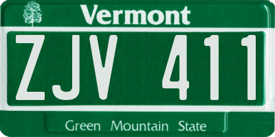 VT license plate ZJV411