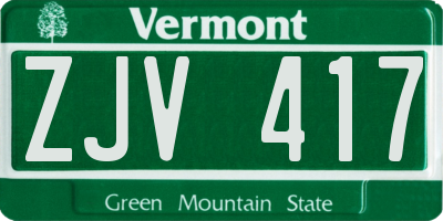 VT license plate ZJV417