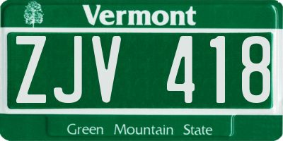 VT license plate ZJV418