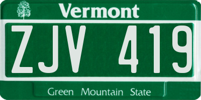 VT license plate ZJV419