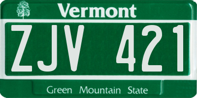 VT license plate ZJV421