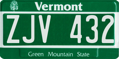 VT license plate ZJV432