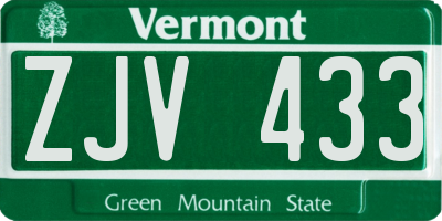 VT license plate ZJV433
