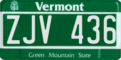 VT license plate ZJV436