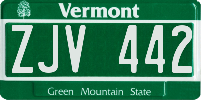 VT license plate ZJV442
