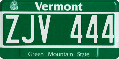 VT license plate ZJV444
