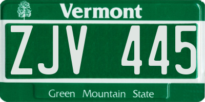 VT license plate ZJV445