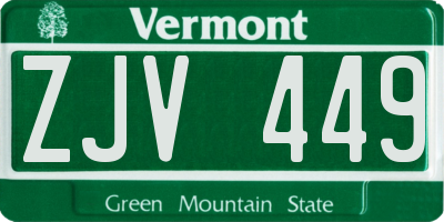 VT license plate ZJV449