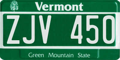 VT license plate ZJV450